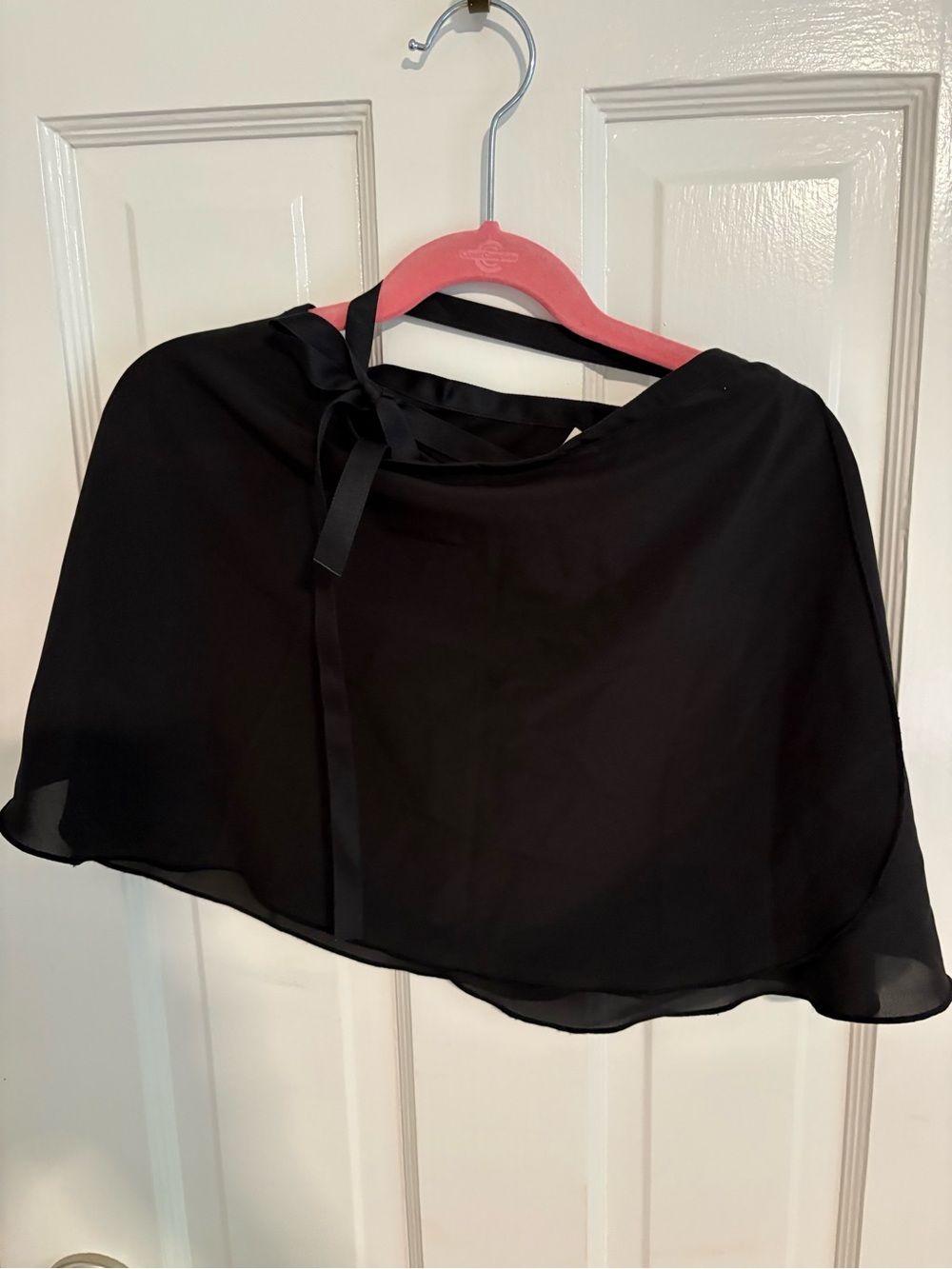 Girls Black Sheer Ribbon-Tie Ballet Skirt